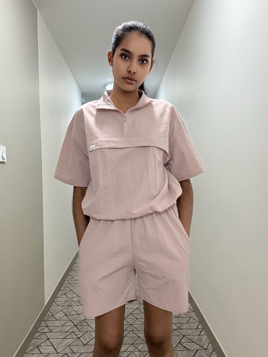 Ensemble haut et short en nylon rose