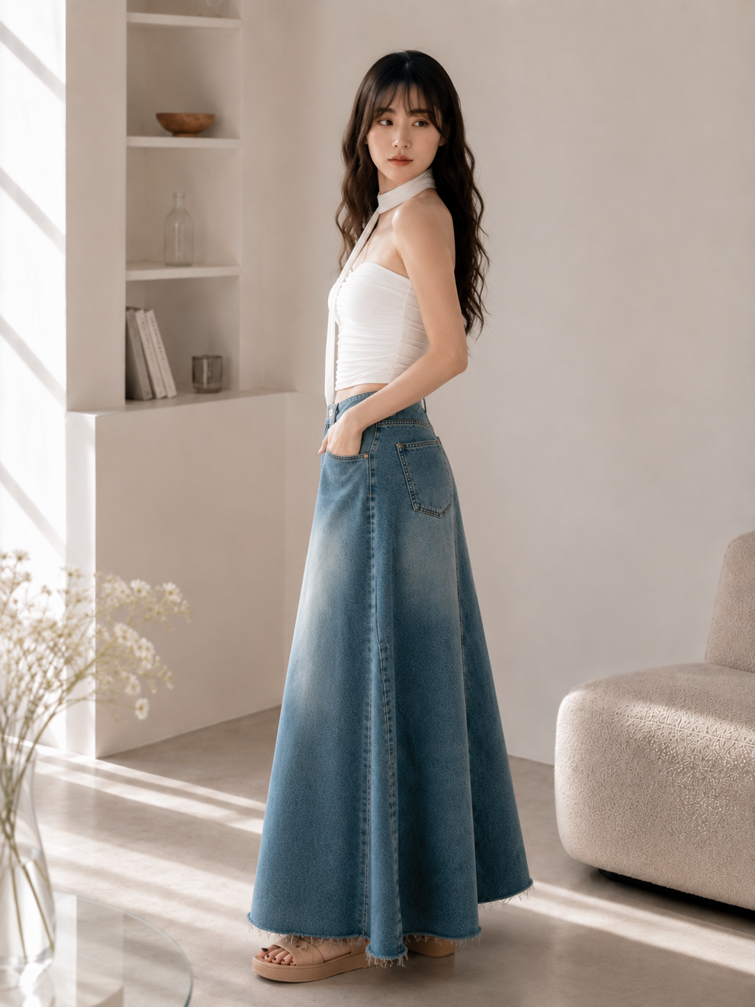 Céleste Light Denim Skirt