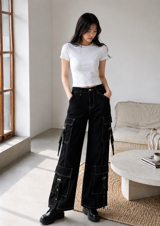 Ji-Ah Black Denim Pants